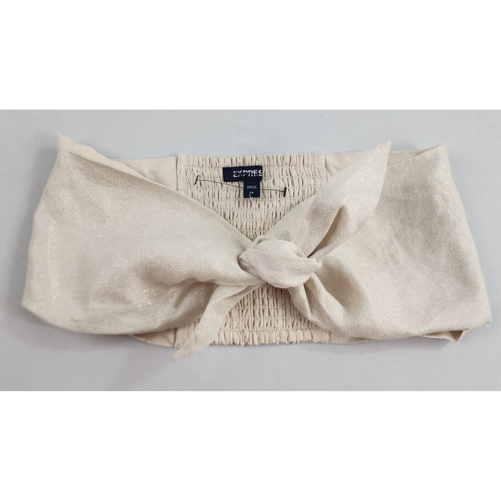 Express Top Blouse Womens Extra Small XS Beige Linen Blend $44 Ladies